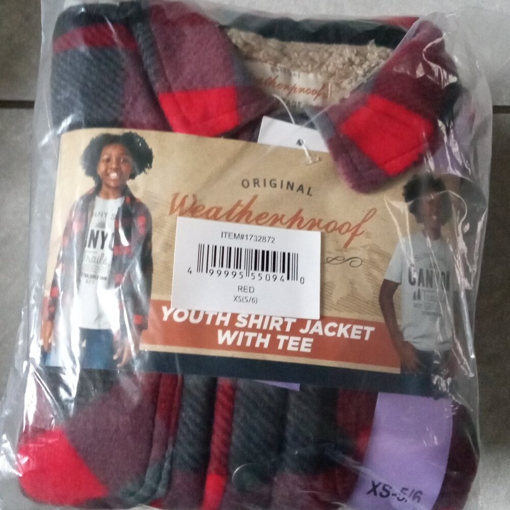 New! Weatherproof Vintage Sherpa Lined Fleece Flannel 2 piece Kids Size XS (5/6)